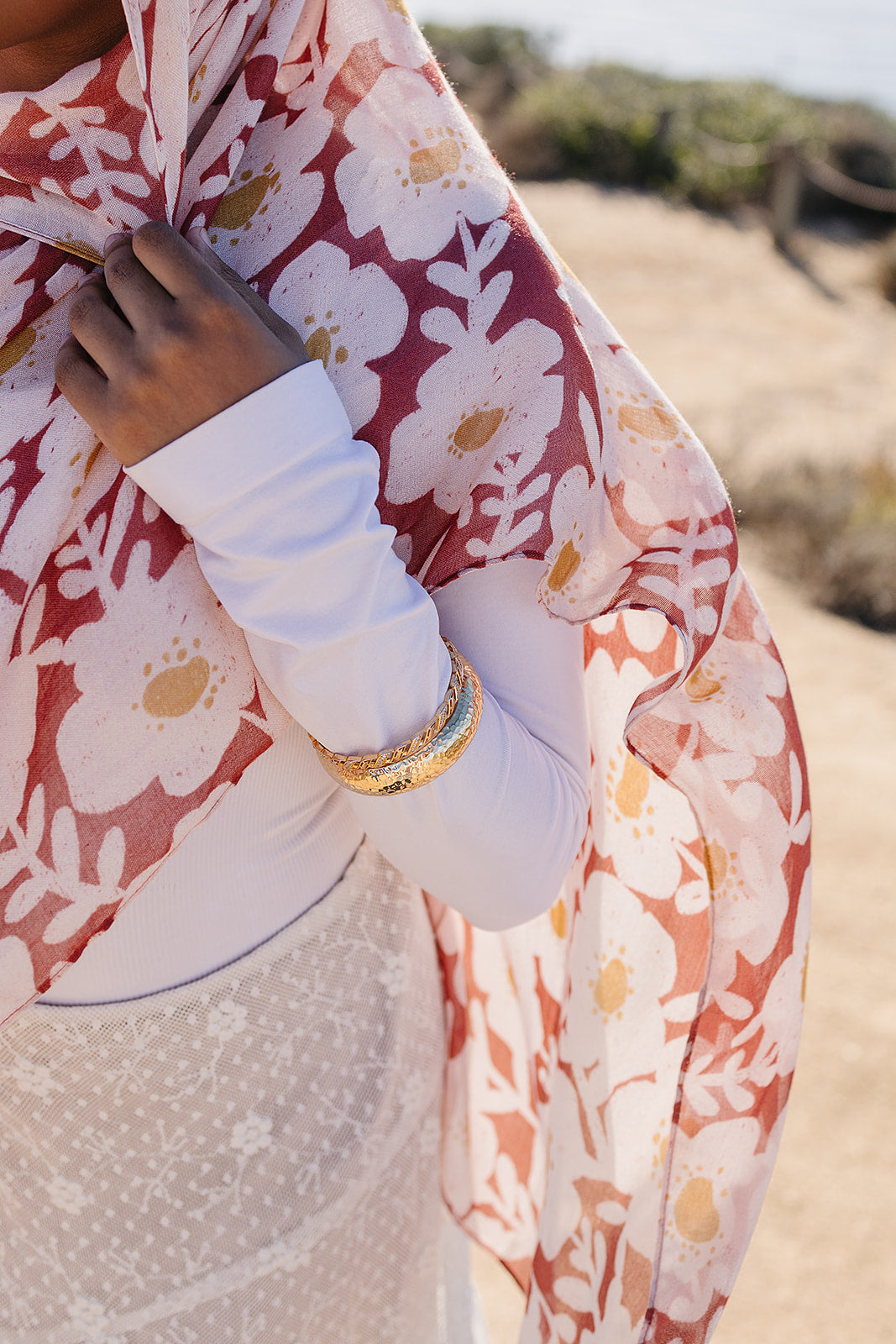 Bamboo Woven Printed Hijab - Clay Blooms