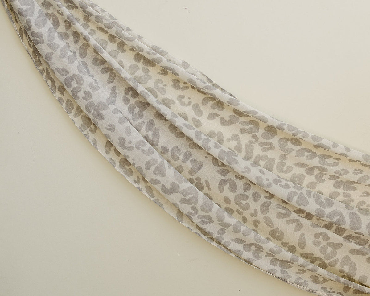 Bamboo Woven Printed Hijab - Leopard Cream