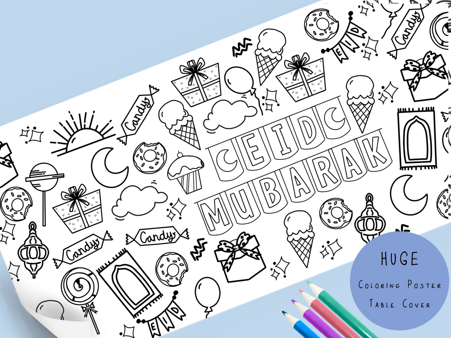 Huge Eid Coloring Poster