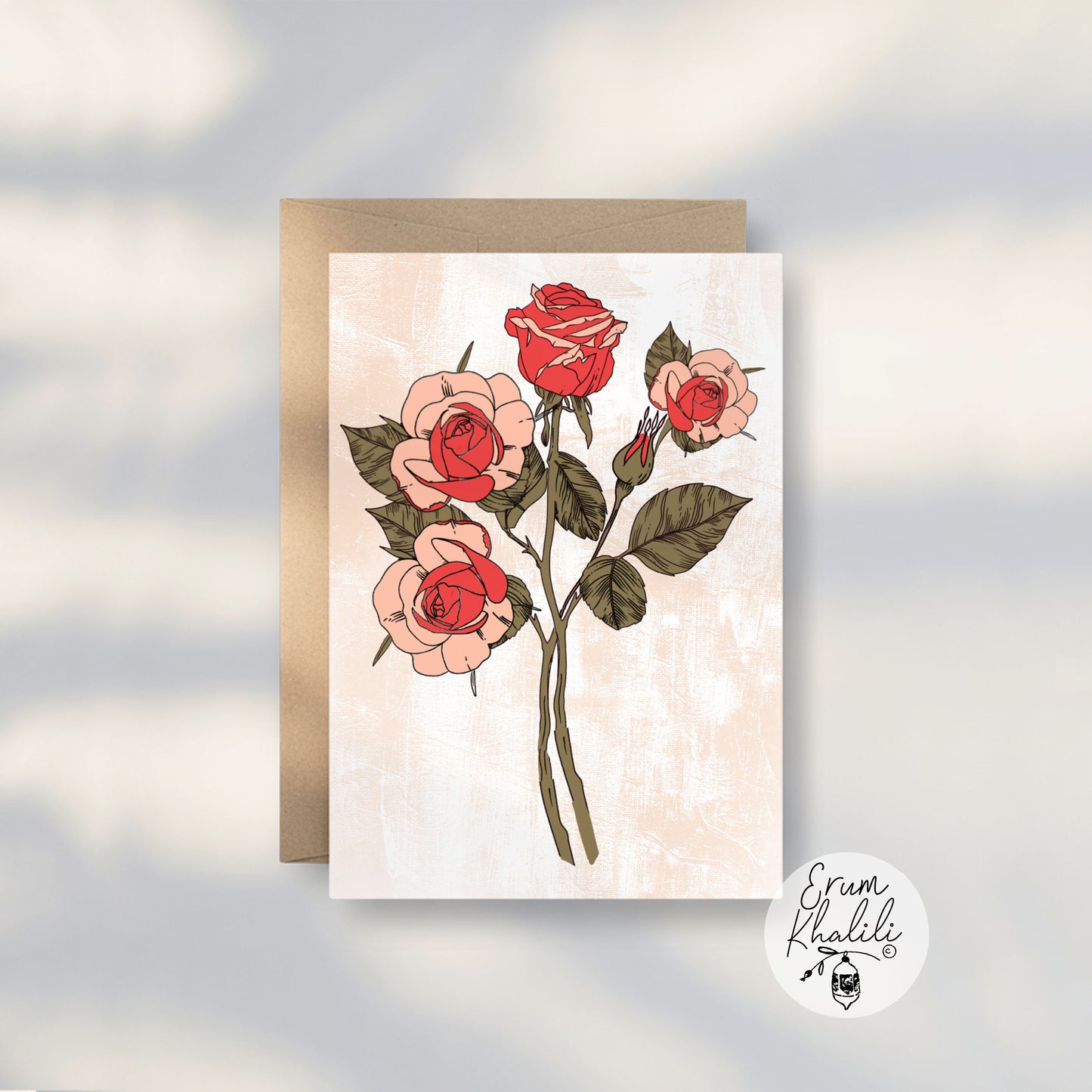 Roses Card – Elegant Floral Illustration Blank Inside