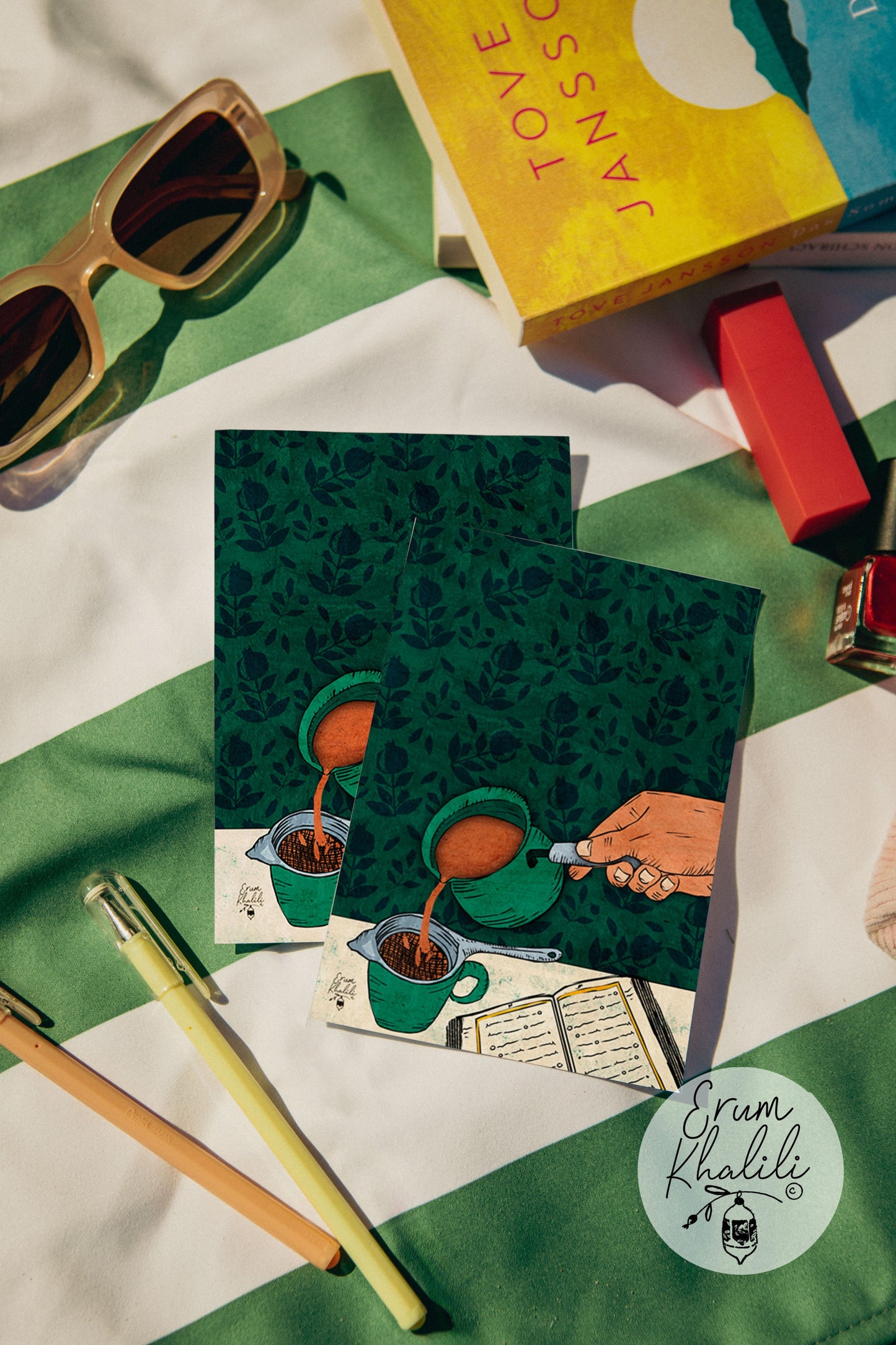 Tea & Quran Card – South Asian Chai Illustration
