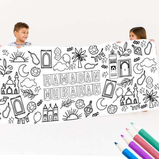 Bundle: Huge Ramadan + Huge Eid Coloring Poster | Coloring Table Cover | Free Shipping