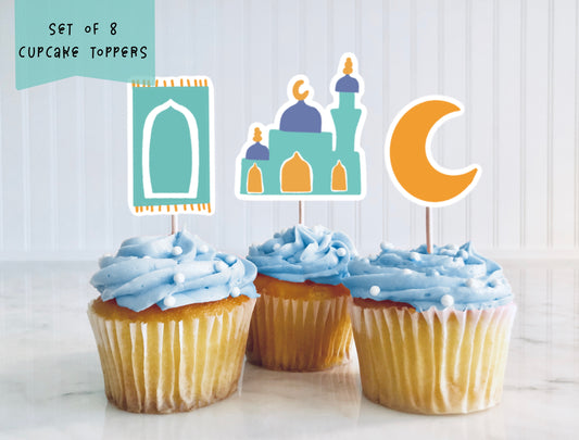 Set of 8 Ramadan and Eid Cupcake Toppers