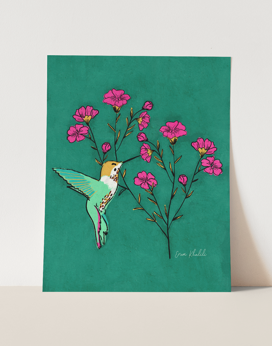 Hummingbird Florals - Art Print