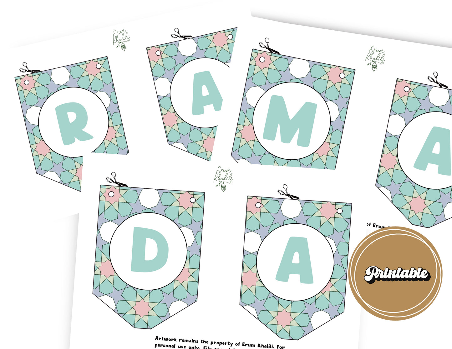 Printable - Ramadan and Eid Dual Purpose Banner - Pastel Geo Print