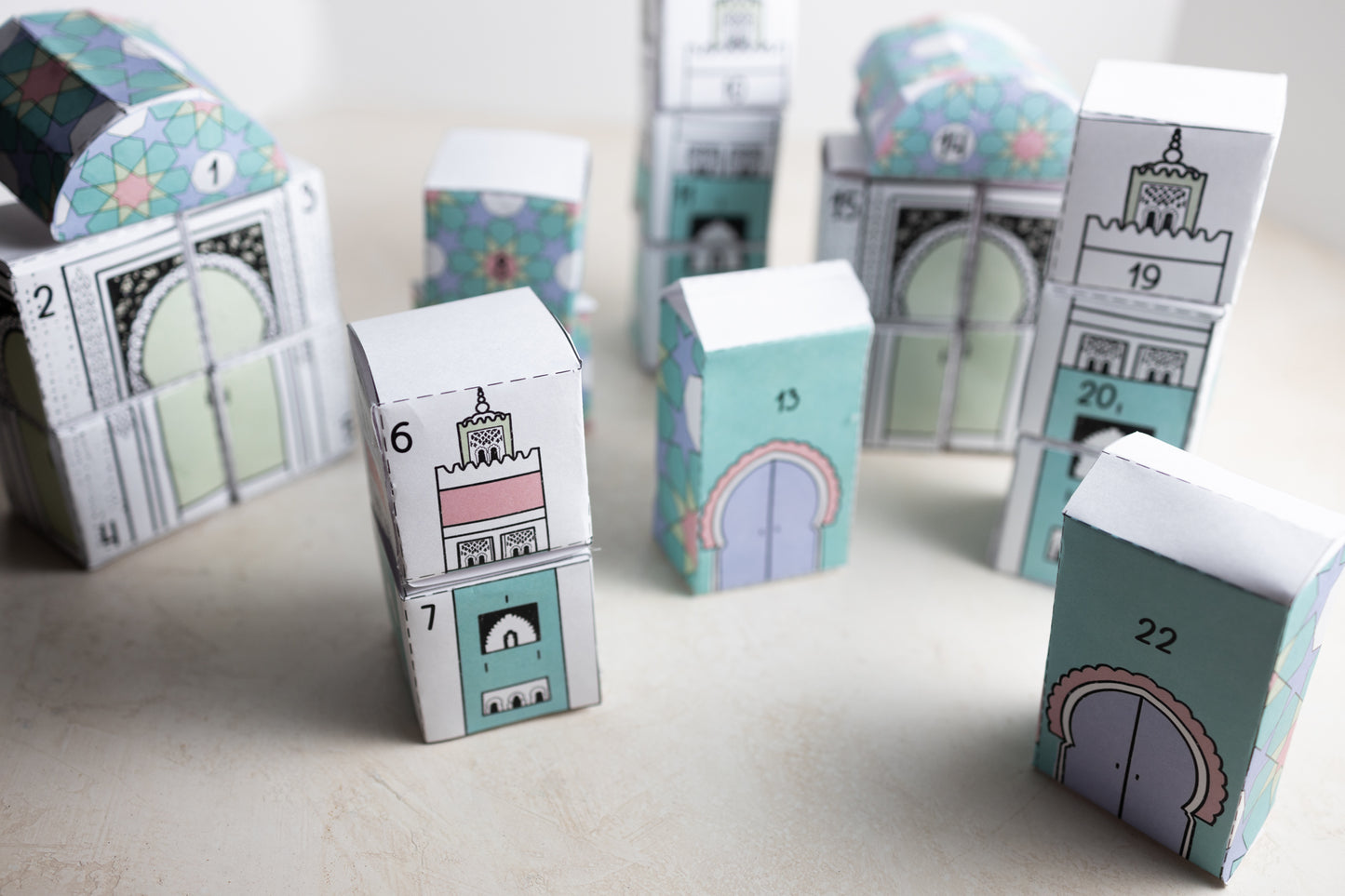 Printable Ramadan Countdown Village - Pastel Series
