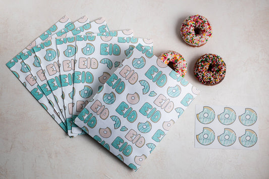 Set of 4 - Eid Donut Treat Bags With Stickers