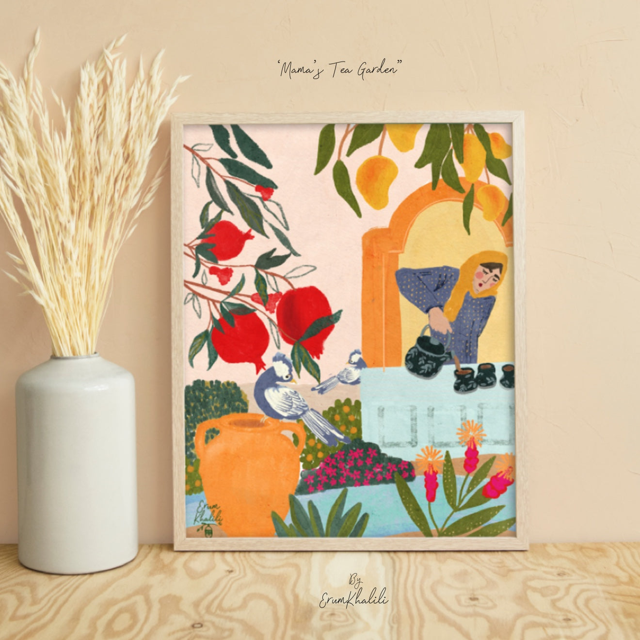 Premium Textured Paper Art Print | “Mama’s Tea Garden”