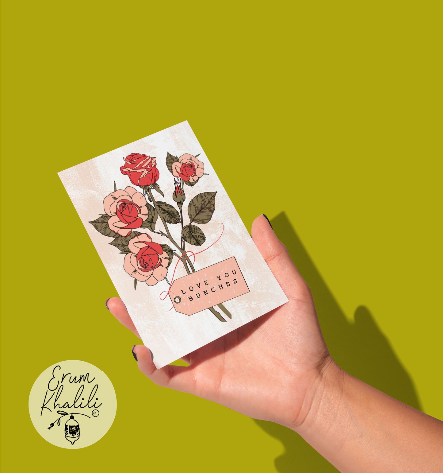 Love You Bunches Card – Roses, Mother’s Day, Wife, Floral