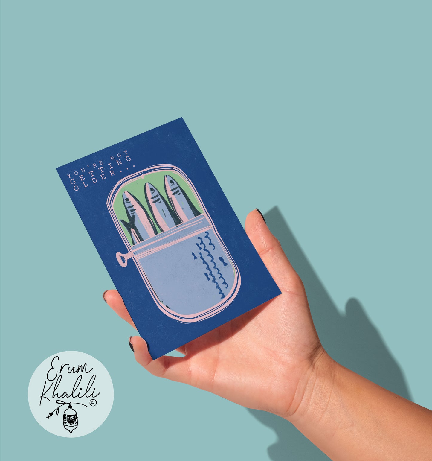 Sardines Funny Birthday Card – Quirky Illustrated Greeting – A2