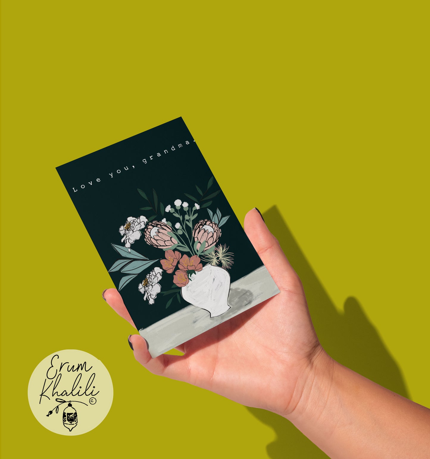 Love You Grandma | Floral Vase Greeting Card | A2 Blank Card