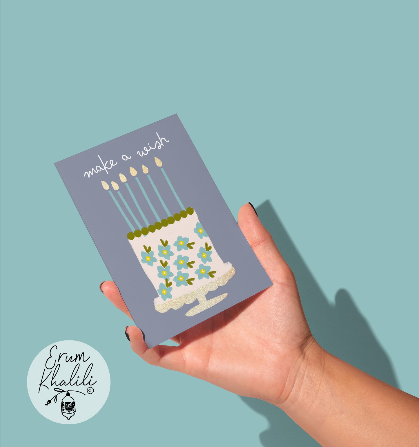 Make A Wish Birthday Card – Cake Illustration