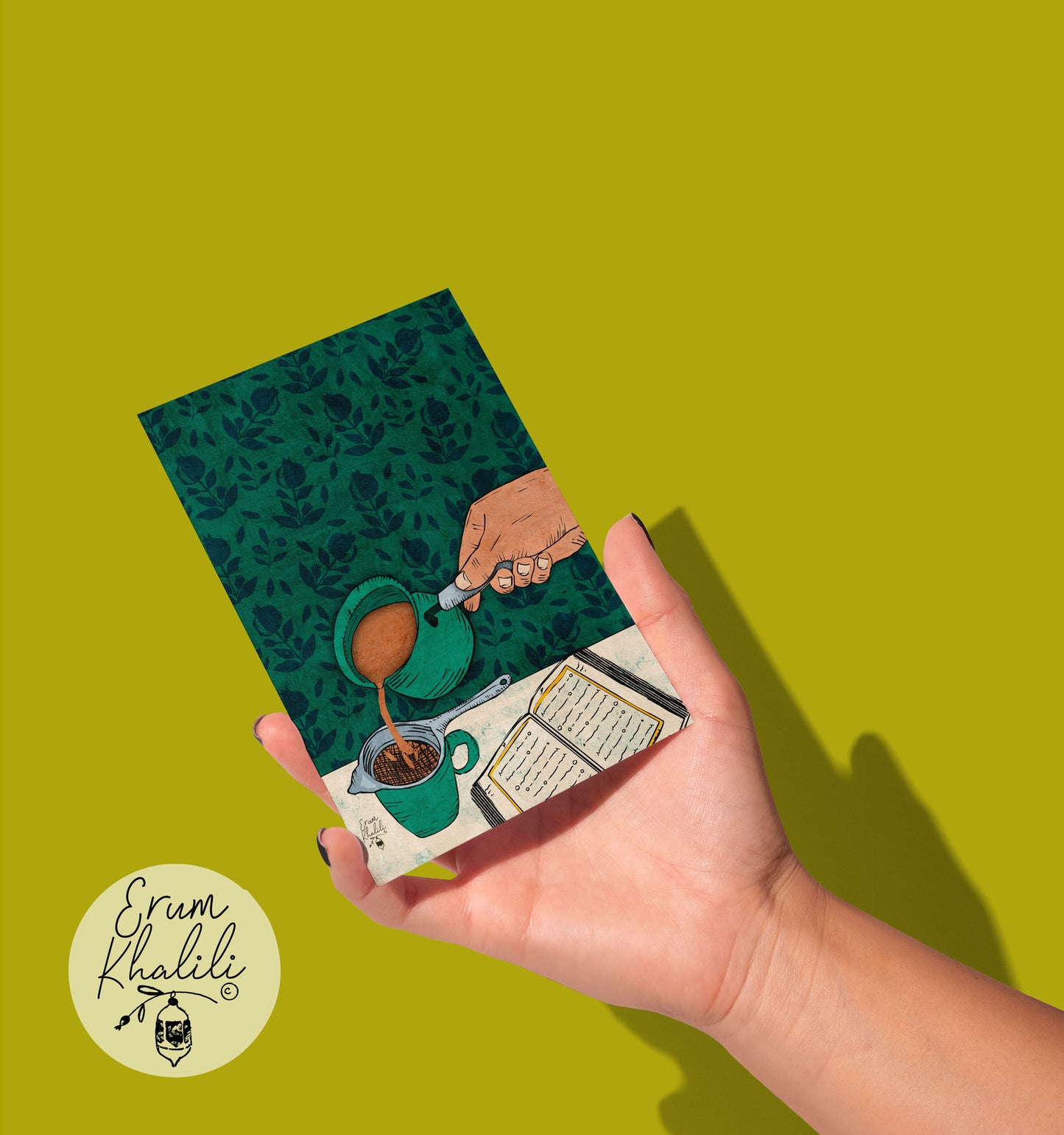 Tea & Quran Card – South Asian Chai Illustration