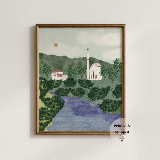 Bosnia - Original Watercolor Art Print by Erum Khalili