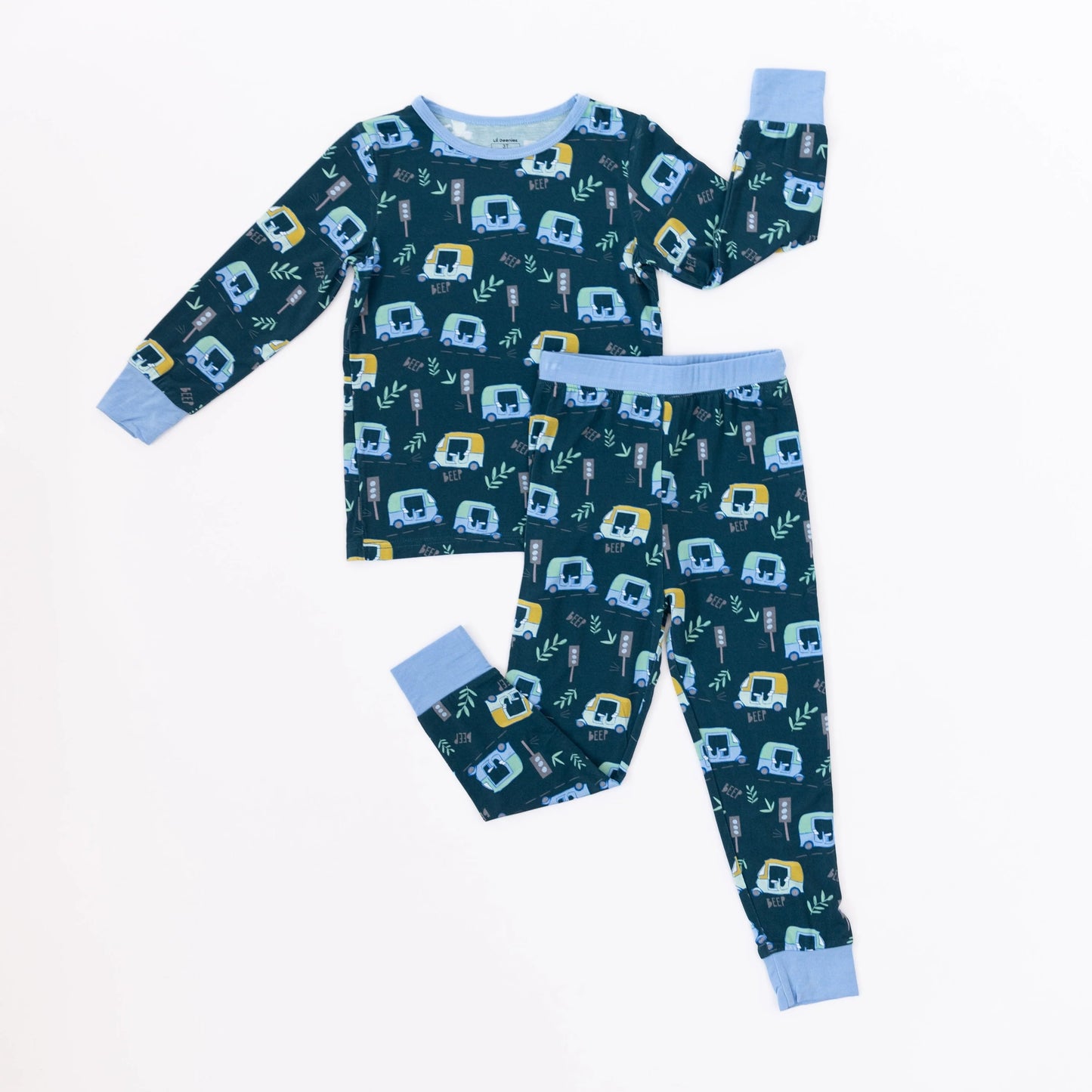 Long Sleeve Pajama Set - Auto Rikshaw in Blue