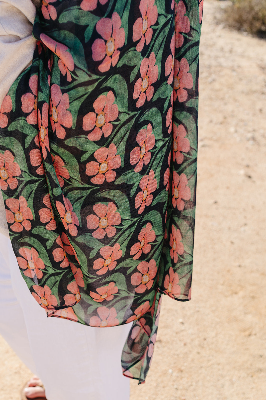 Bamboo Woven Printed Hijab - Floral Drape