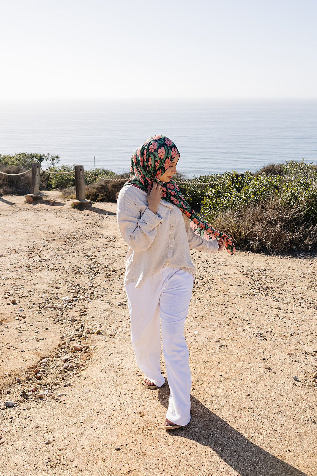 Bamboo Woven Printed Hijab - Floral Drape