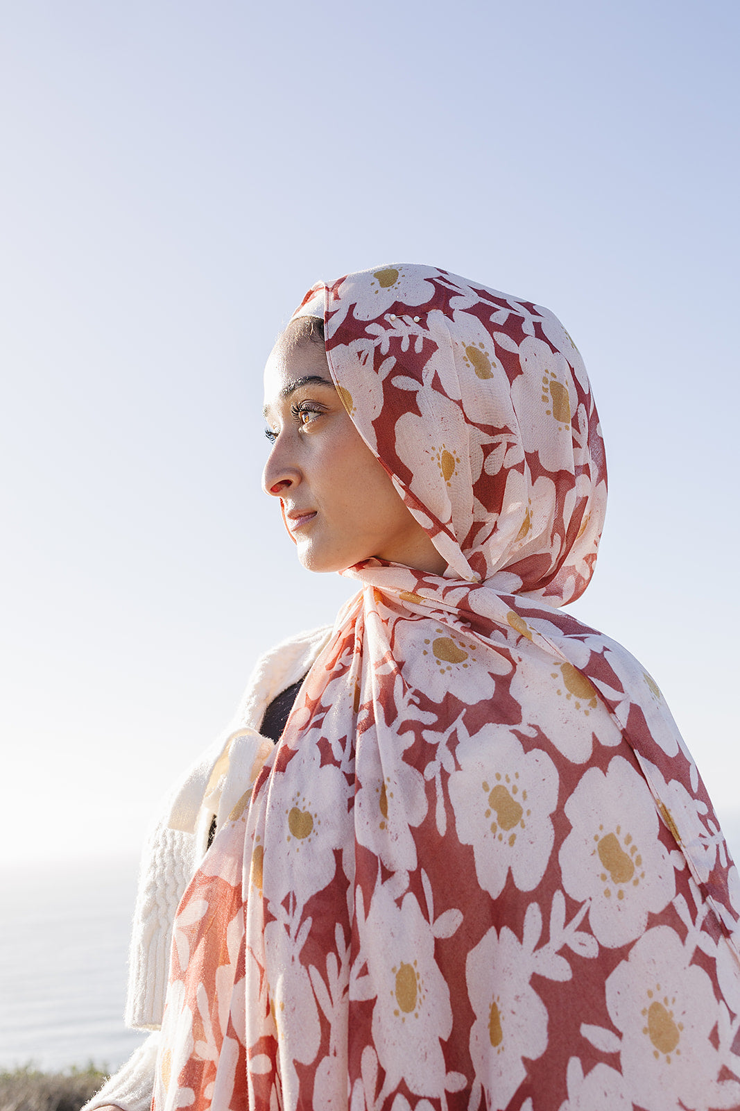 Bamboo Woven Printed Hijab - Clay Blooms