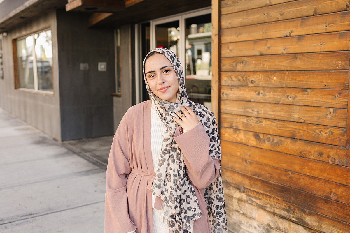 Bamboo Woven Printed Hijab - Leopard Multi Color