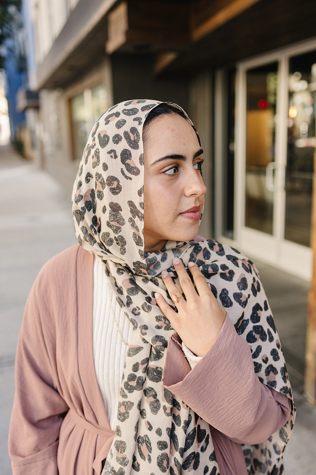 Bamboo Woven Printed Hijab - Leopard Multi Color