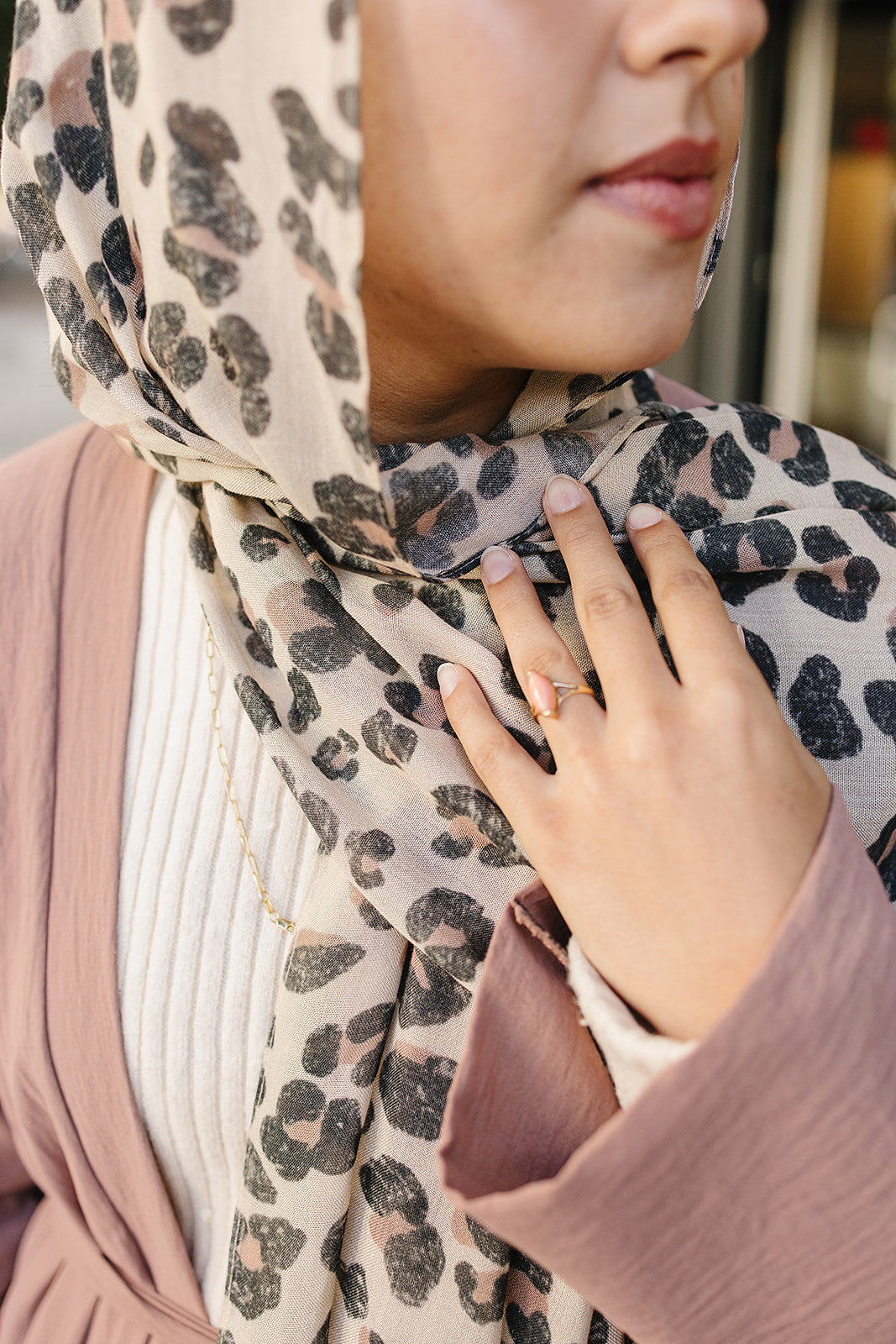 Bamboo Woven Printed Hijab - Leopard Multi Color