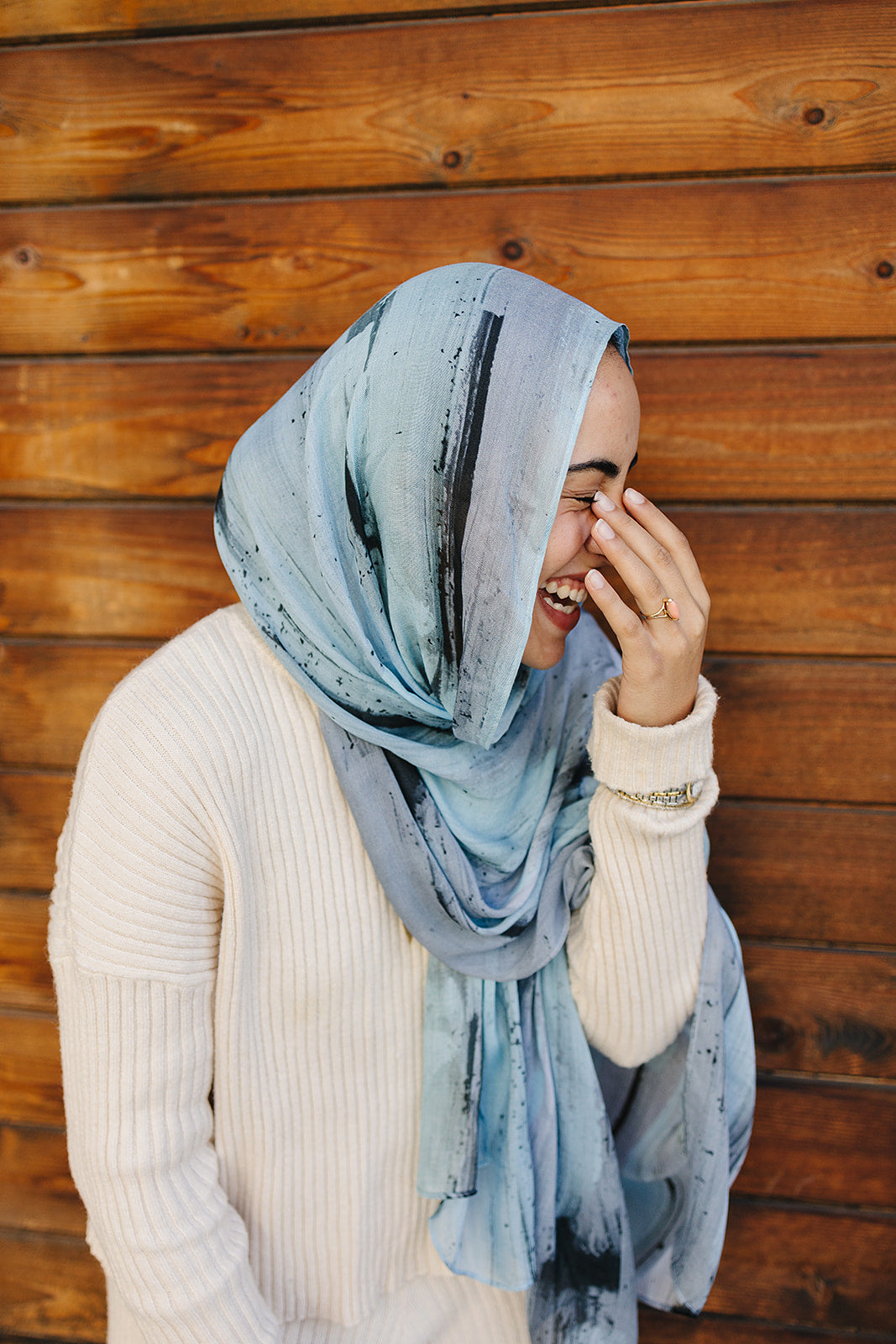 Bamboo Woven Printed Hijab - Hand Painted Strokes