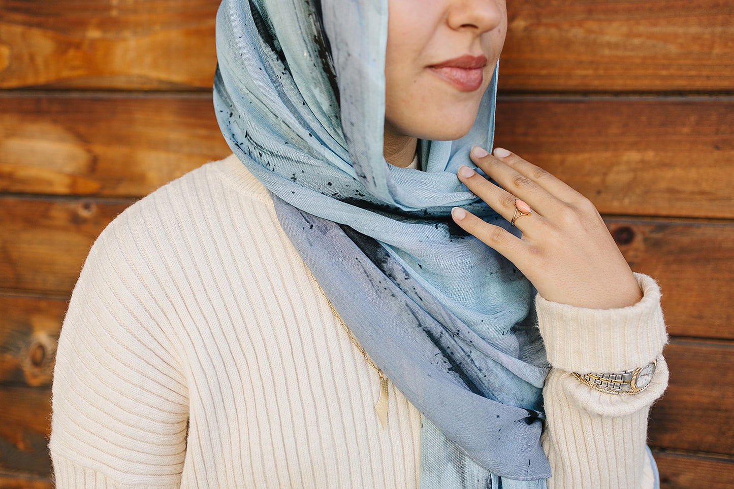 Bamboo Printed Modal Hijab - Hand Painted Strokes