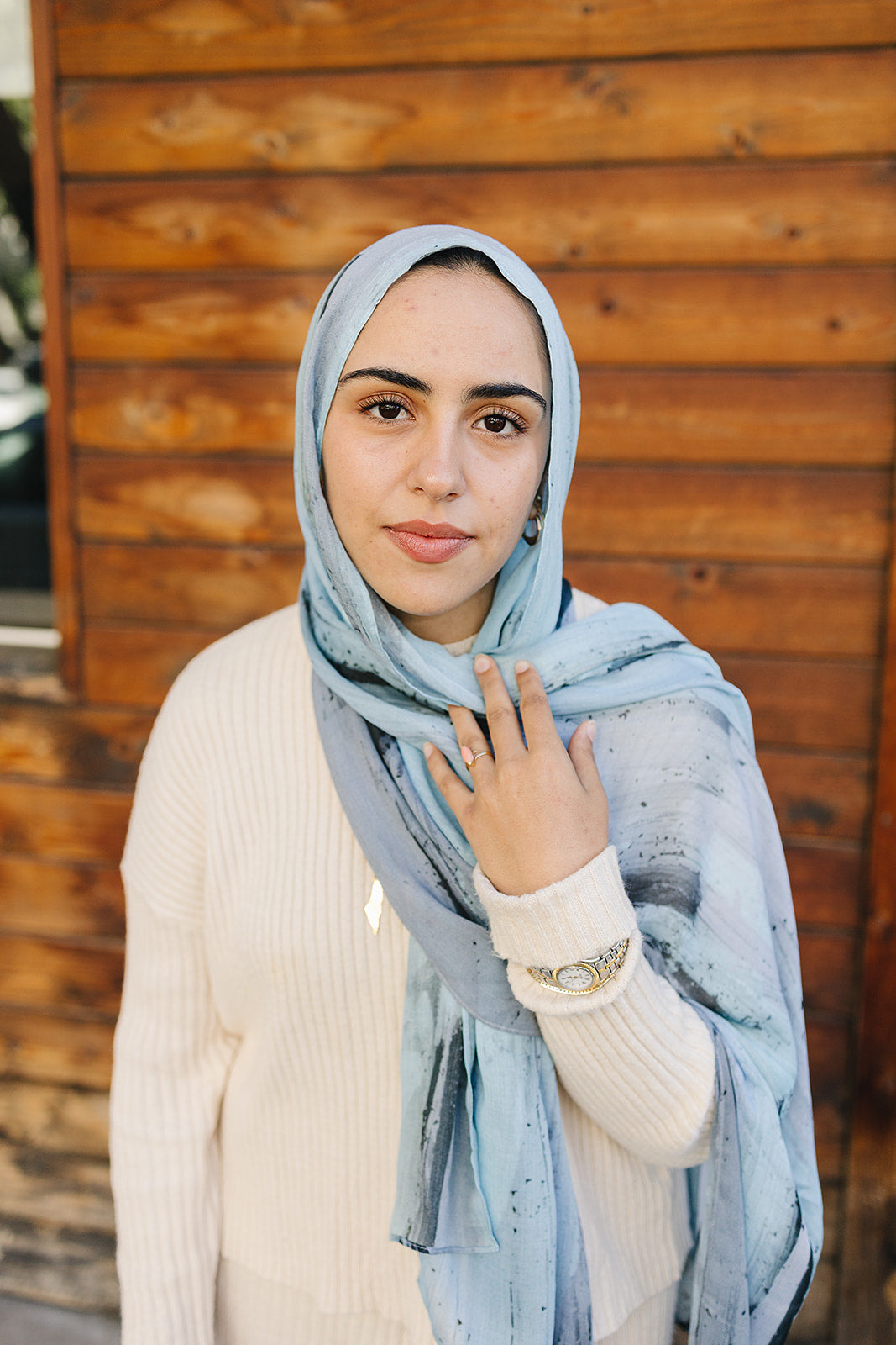 Bamboo Woven Printed Hijab - Hand Painted Strokes