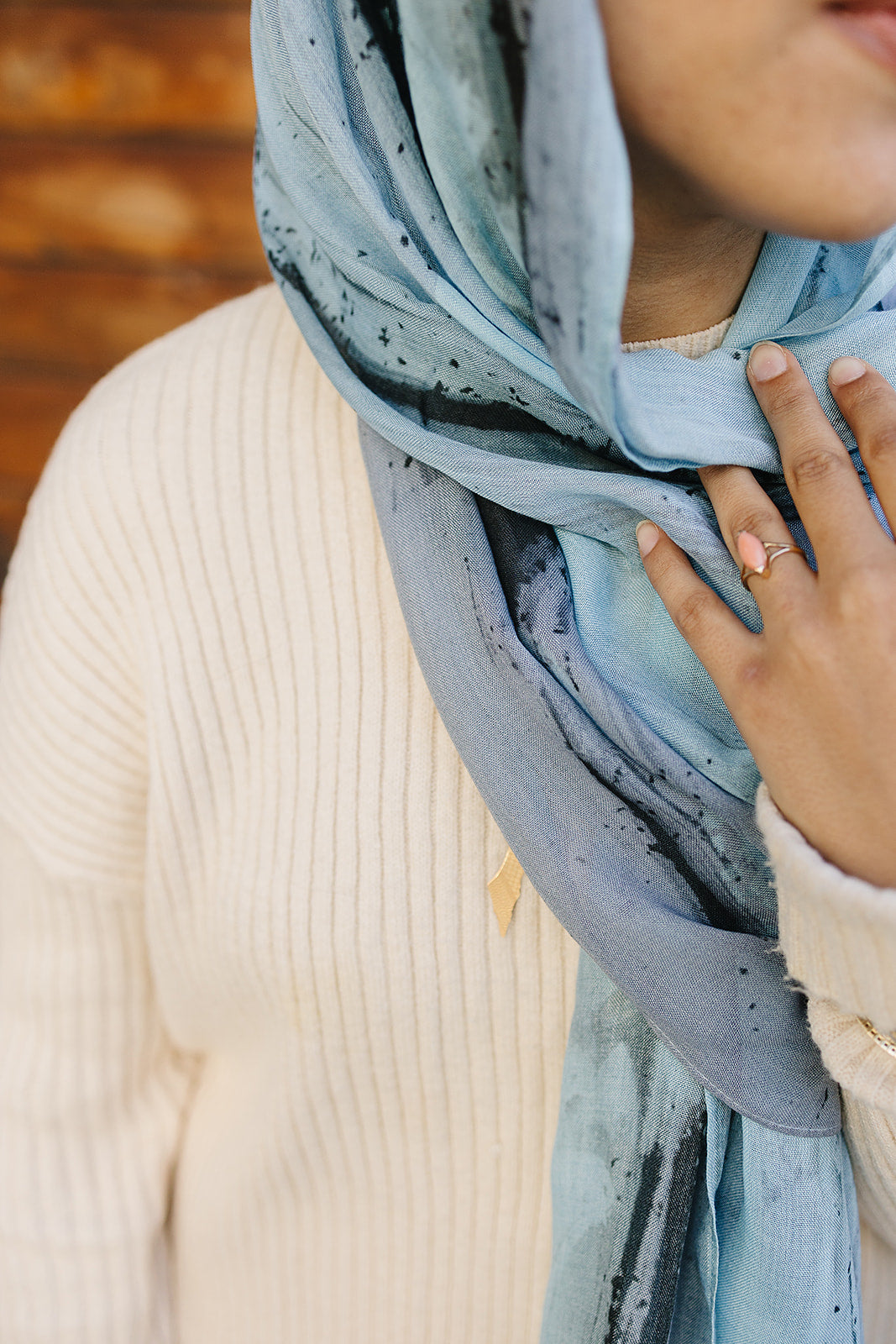 Bamboo Woven Printed Hijab - Hand Painted Strokes