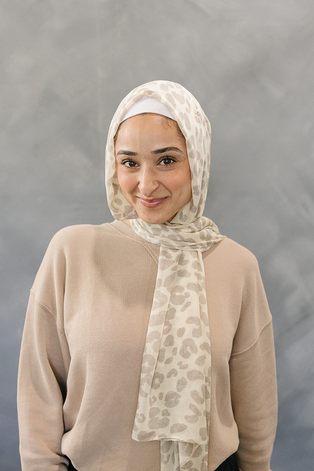 Bamboo Woven Printed Hijab - Leopard Cream