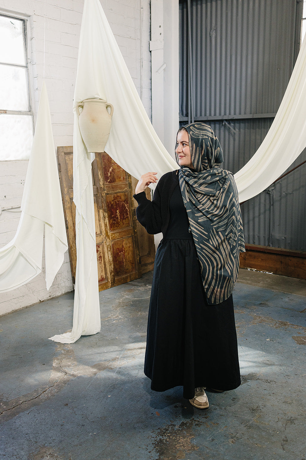 Bamboo Woven Printed Hijab - Abstract Lines