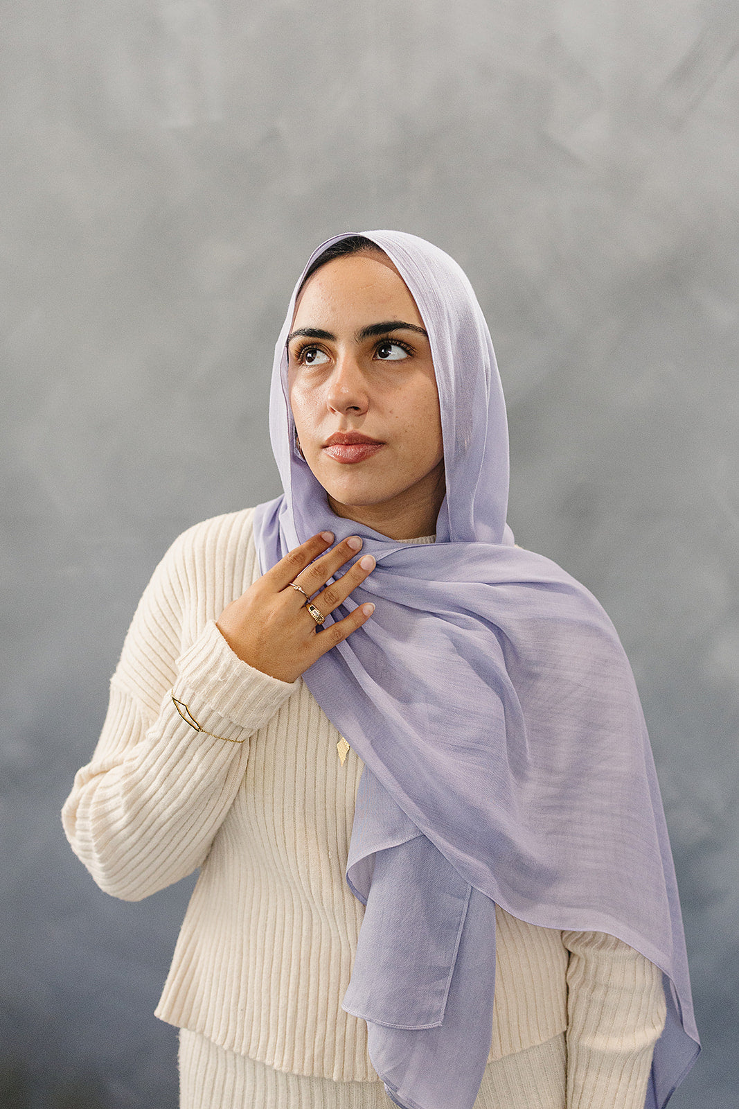 Bamboo Woven Solid Hijab - Lilac