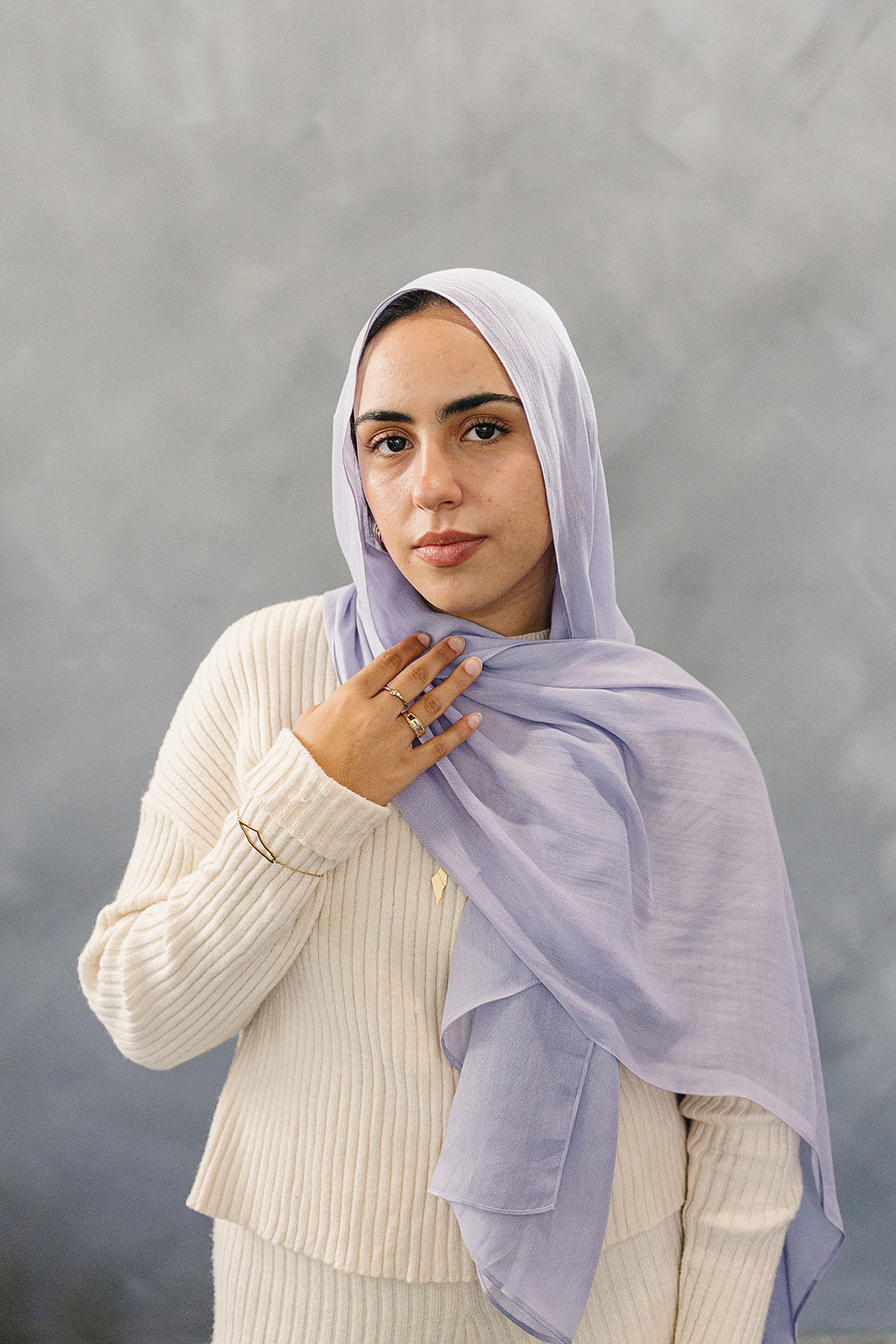 Bamboo Woven Solid Hijab - Lilac