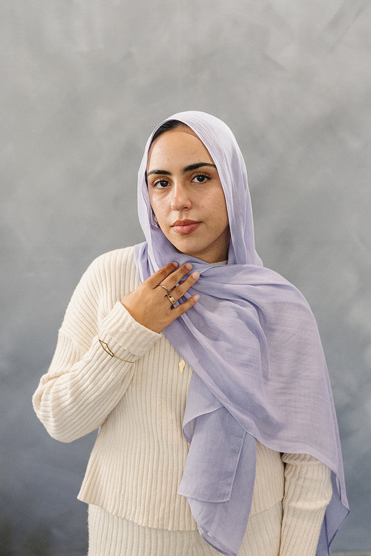 Bamboo Woven Solid Hijab - Lilac