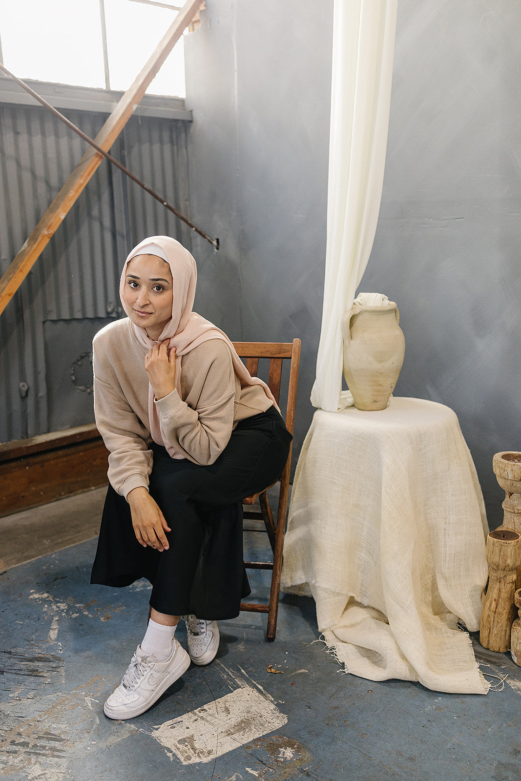 Bamboo Woven Solid Hijab - Soft Pink