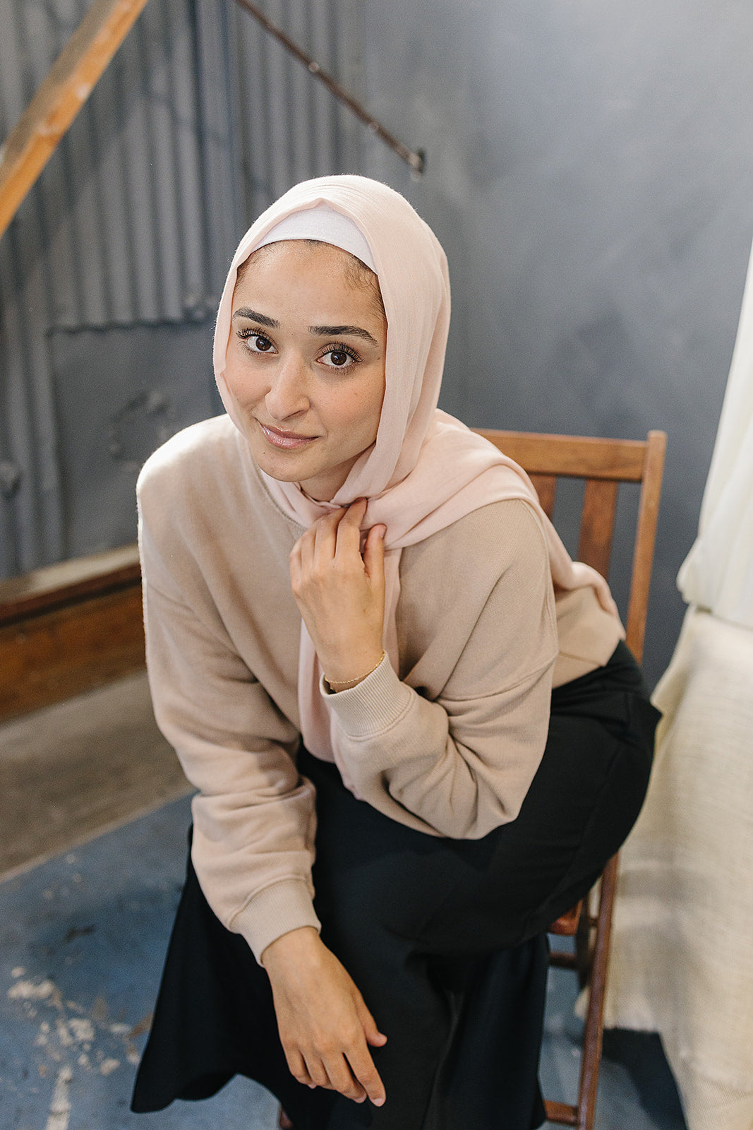 Bamboo Woven Solid Hijab - Soft Pink