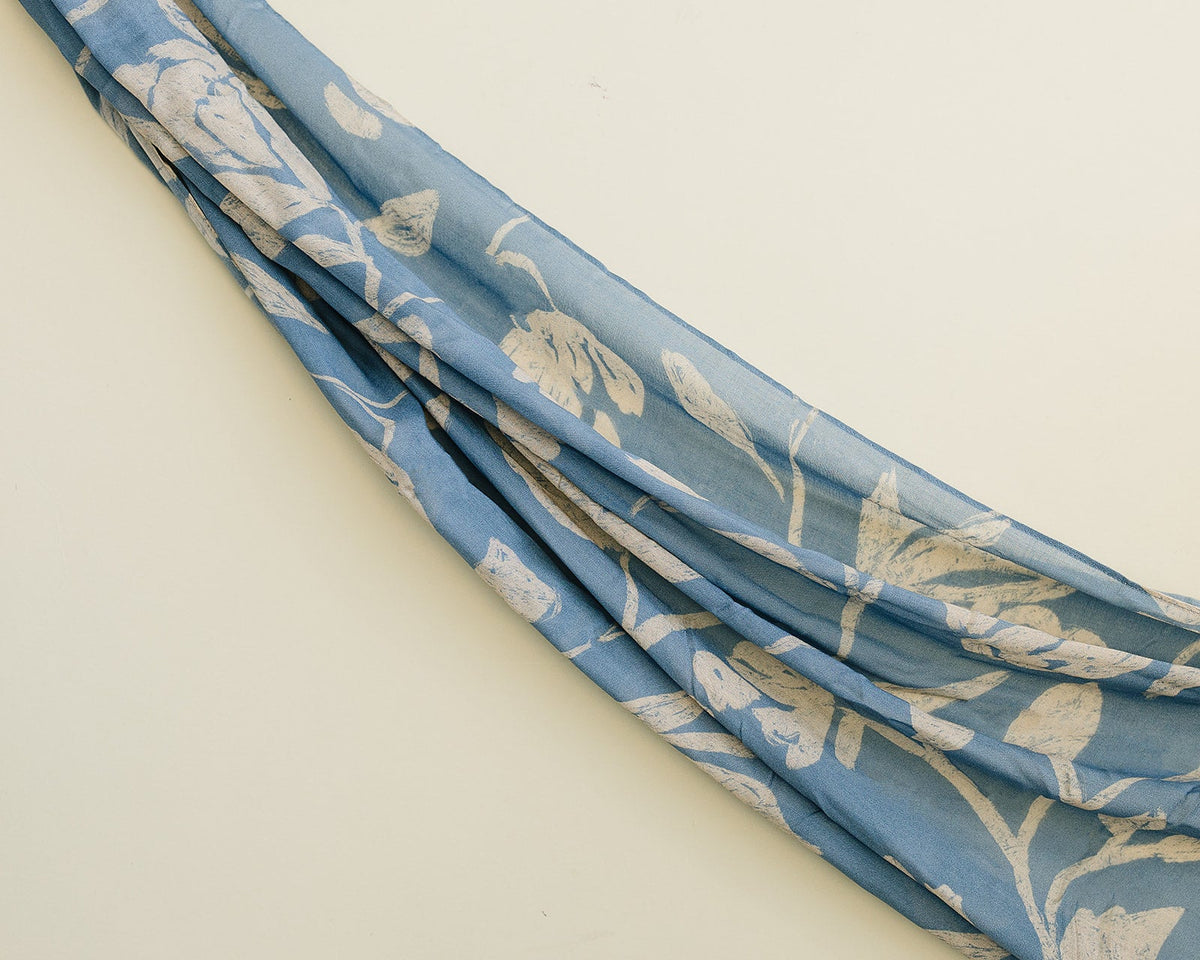 Bamboo Woven Printed Hijab - Garden Florals Blue