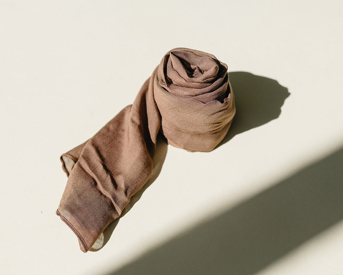 Bamboo Woven Solid Hijab - Dark Brown