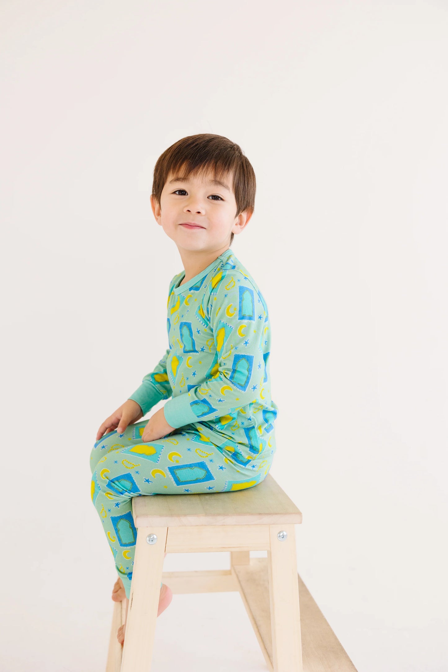 Long Sleeve Pajama Set- Taraweeh Fun Green