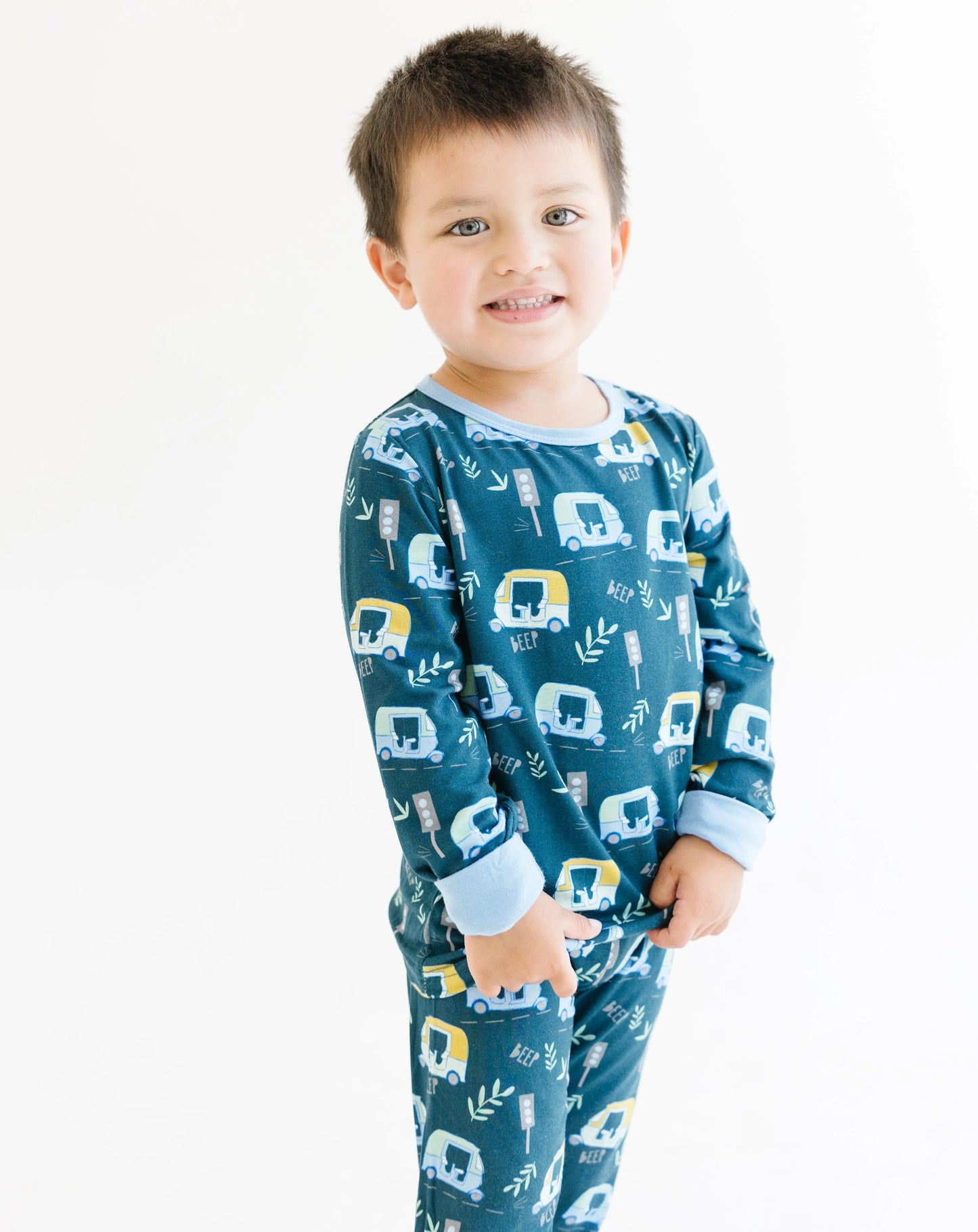 Long Sleeve Pajama Set - Auto Rikshaw in Blue