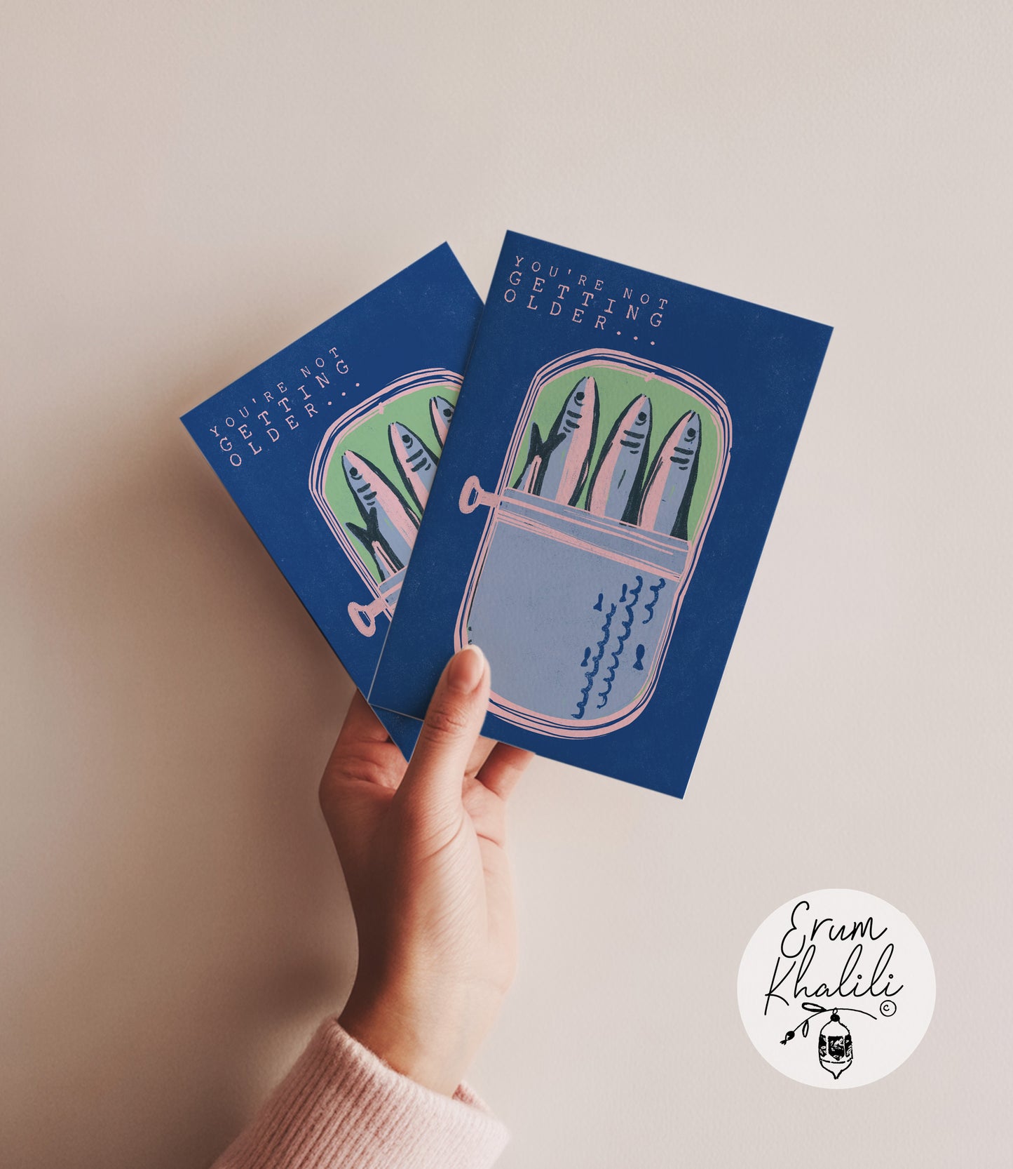 Sardines Funny Birthday Card – Quirky Illustrated Greeting – A2
