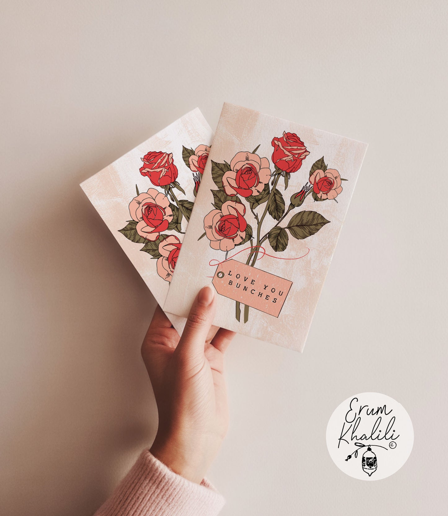Love You Bunches Card – Roses, Mother’s Day, Wife, Floral