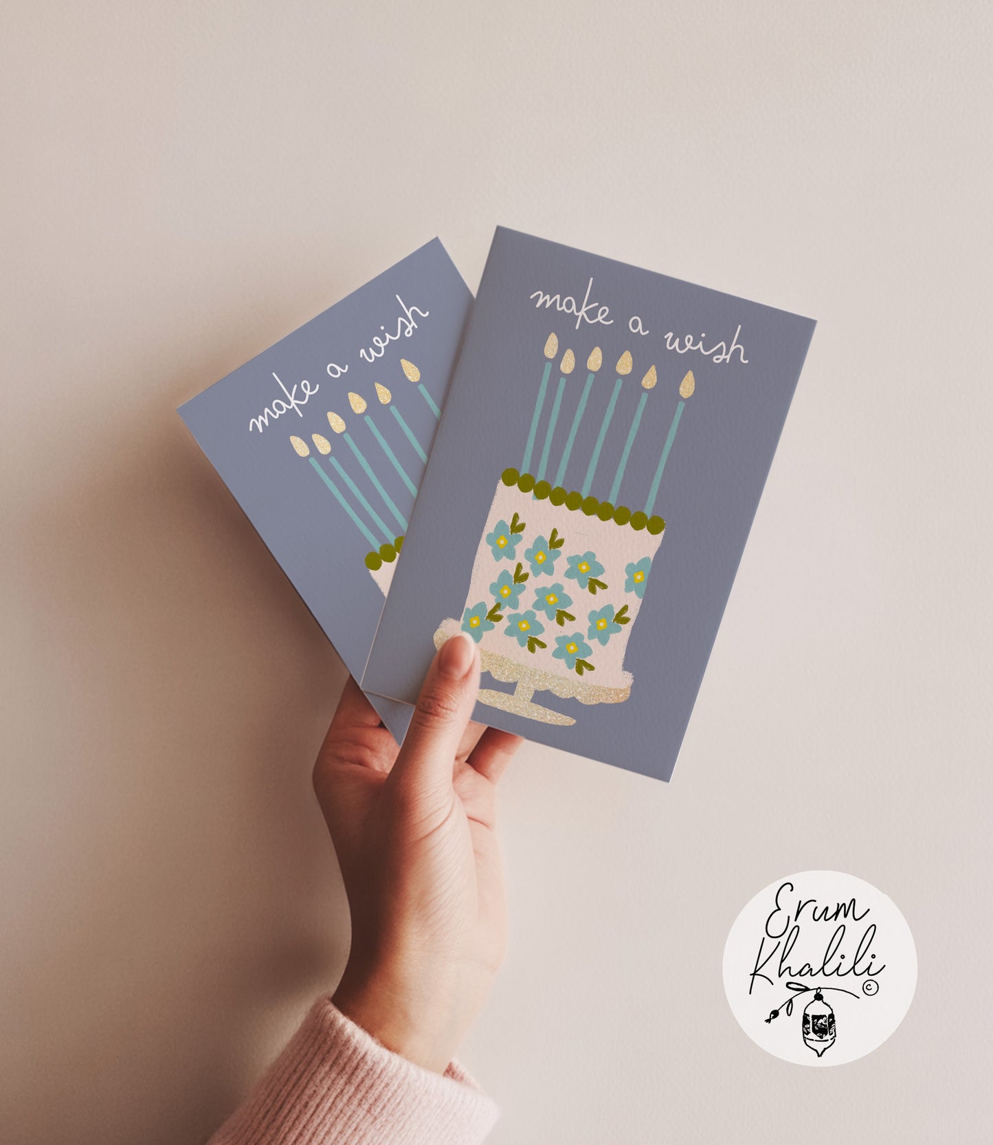 Make A Wish Birthday Card – Cake Illustration