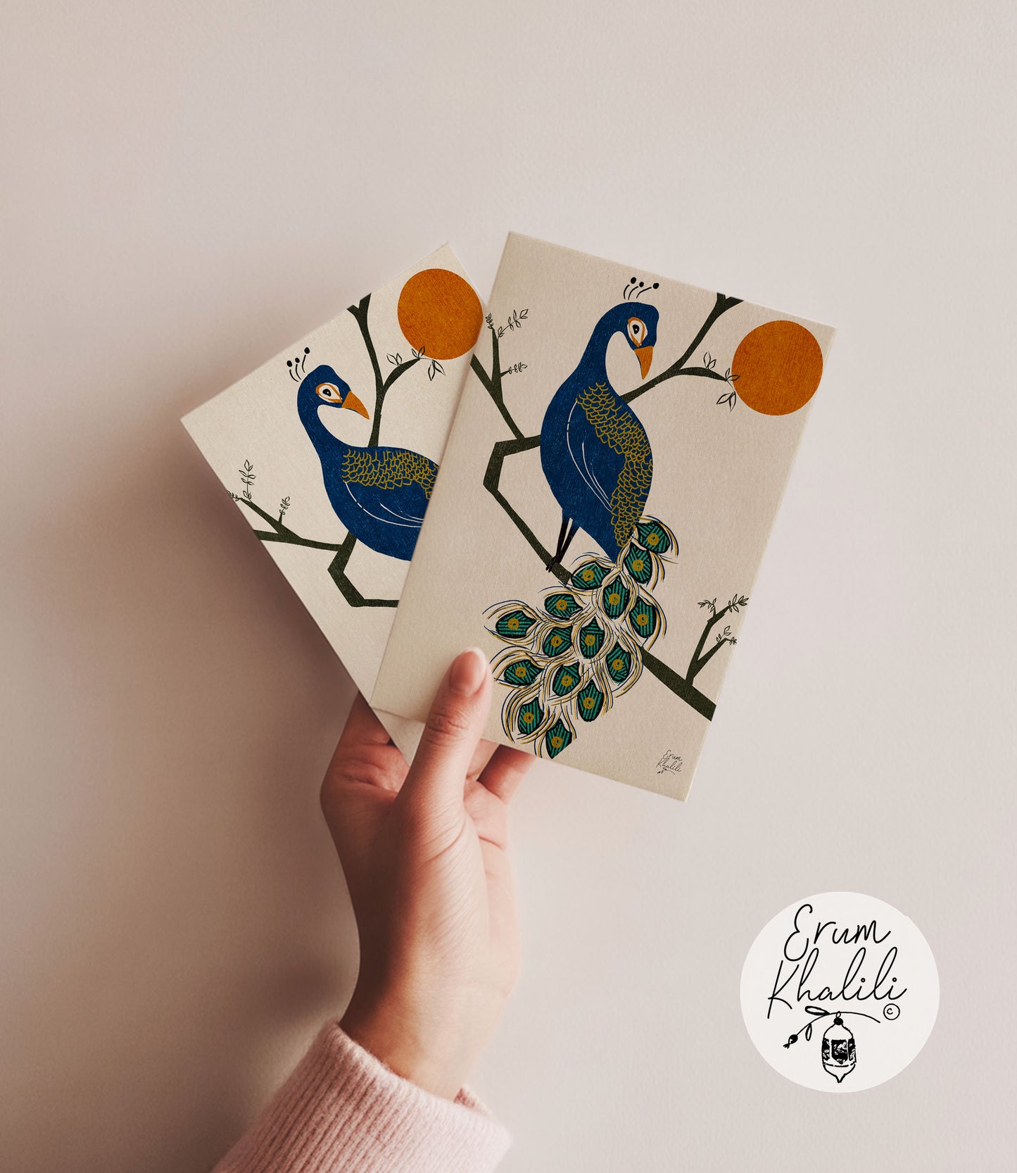 Peacock Card – Bold Folk-Inspired Illustration