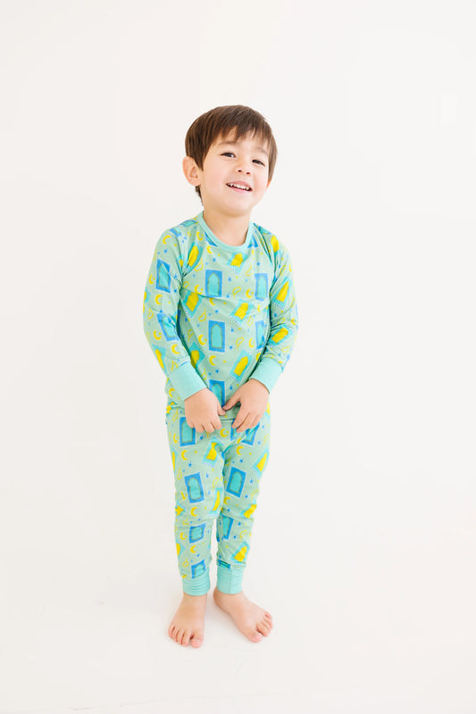 Long Sleeve Pajama Set- Taraweeh Fun Green