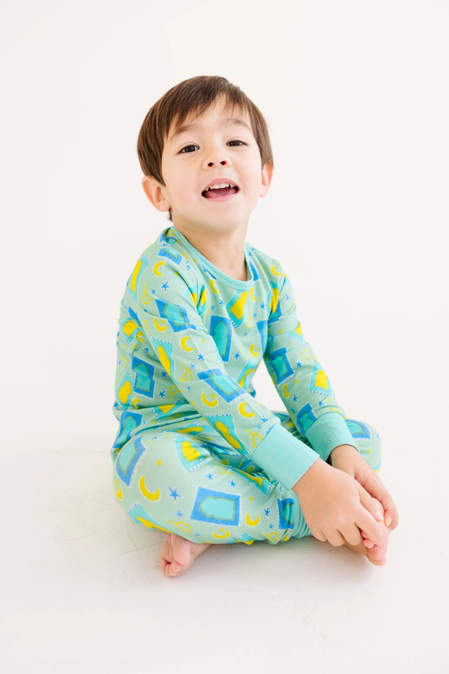 Long Sleeve Pajama Set- Taraweeh Fun Green