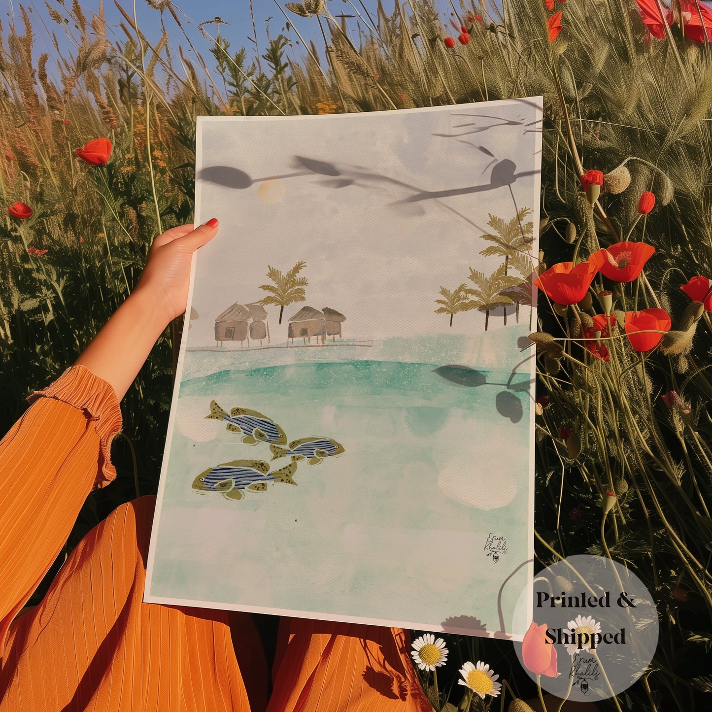 Maldives - Original Watercolor Art Print by Erum Khalili