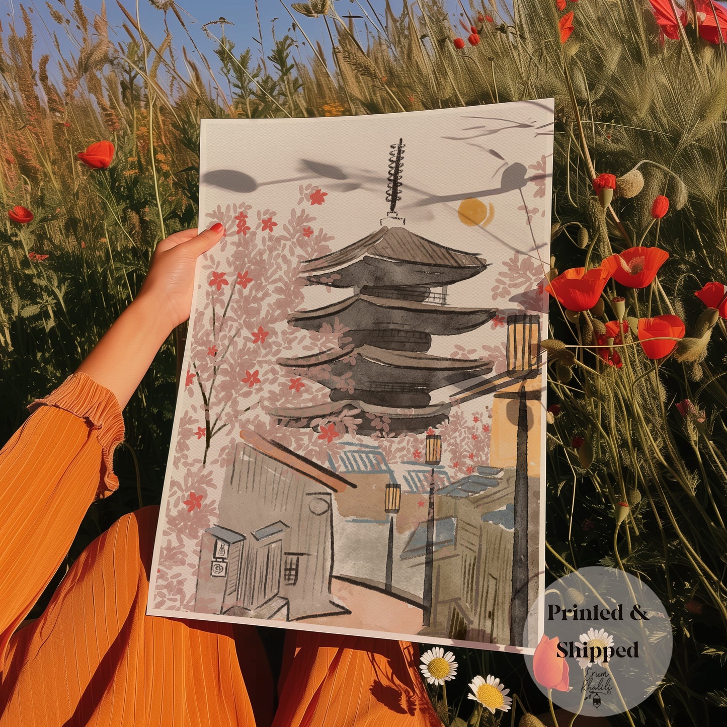 Japan- Original Watercolor Art Print by Erum Khalili