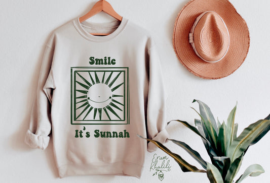 Smile It’s Sunnah - Crewneck Sweatshirt - Tan or Pink