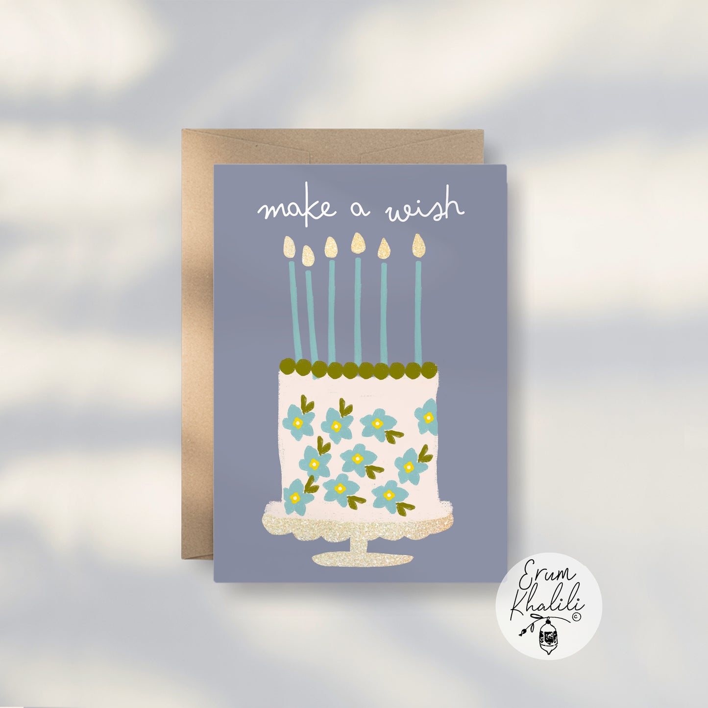 Make A Wish Birthday Card – Cake Illustration